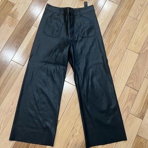 Zara - Wide Leg Faux Leather Pants SZ 10